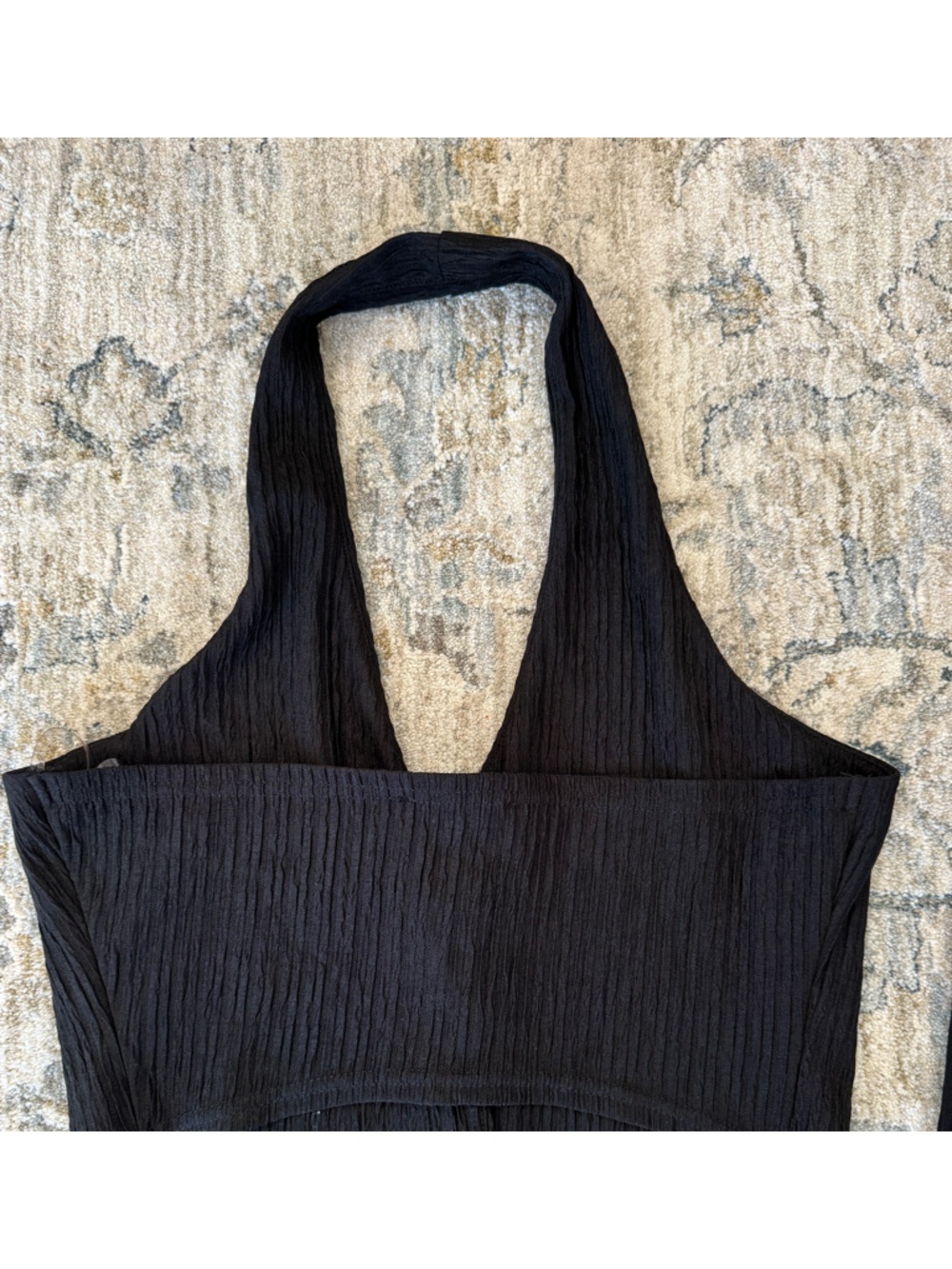 Love Poem Y2K matching set- Black Wide-Leg Textured Pants,halter top vest size L - Picture 3 of 8